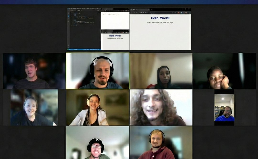 InnoTech College live scheduled class with students and instructor sharing code