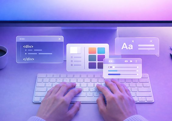 Front-end development: keyboard with UI design panels